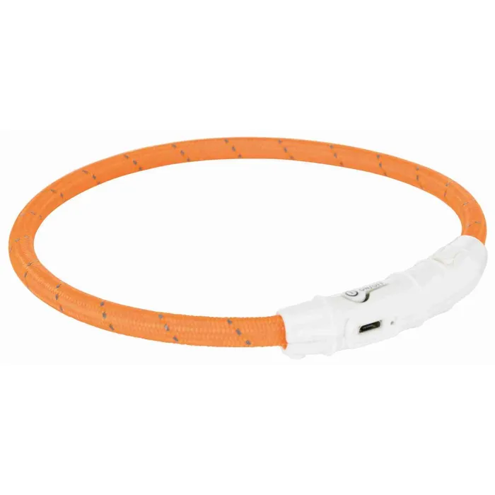 Główne zdjęcie produktu Svítící kroužek USB na krk, oranžový L-XL: 65 cm/ o 7 mm