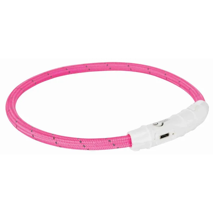 Główne zdjęcie produktu Svítící kroužek USB na krk, růžový L-XL: 65 cm/ o 7 mm