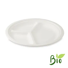 Talerz trzcina cukrowa 3-dzielny średnica 26cm [50 szt]