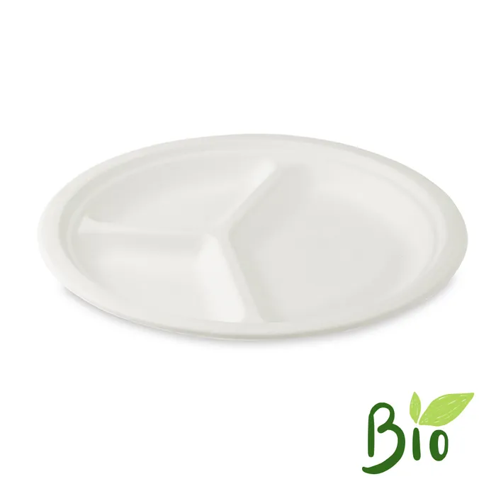 Główne zdjęcie produktu Talíř dělený na 3 porce BIO cukrová třtina průměr 26 cm [50 ks]