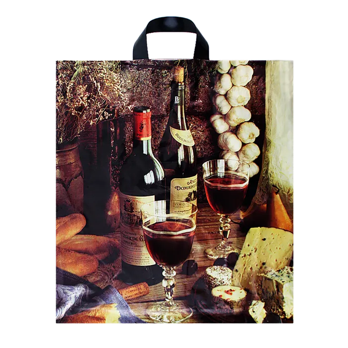 Główne zdjęcie produktu Taška igelitová LDPE foto ucho 46x50+5 cm - víno