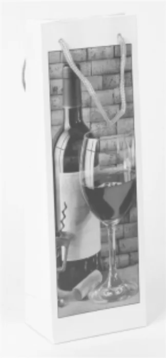 Główne zdjęcie produktu Taška papírová na láhev 12,3 x 8 x 36,2 cm [1 ks] černo bílá láhev
