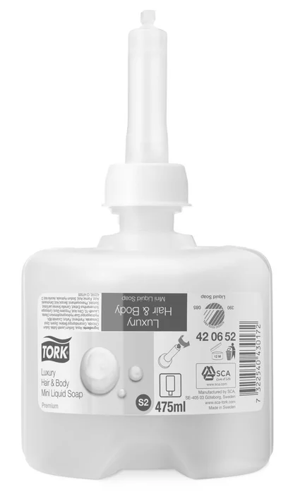 Główne zdjęcie produktu Tekuté mýdlo na tělo a vlasy TORK MEVON PREMIUM luxury 475ml S2 [1 ks]