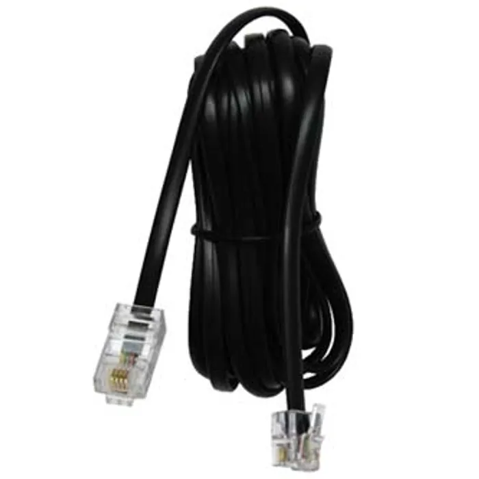 Główne zdjęcie produktu Telefonní kabel, RJ11 M-10m, plochý, černý, pro ADSL modem, economy