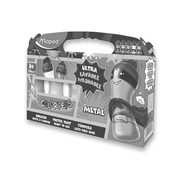 Główne zdjęcie produktu Temperové barvy Maped Color'Peps Speciální metal 5 barev, 5 x 75 ml