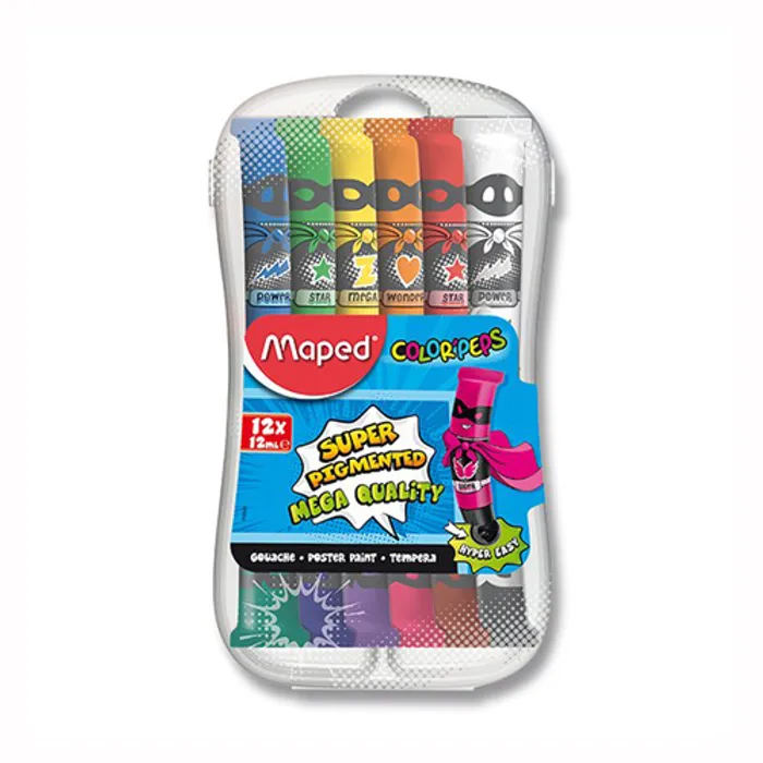 Główne zdjęcie produktu Temperové barvy Maped Color’s Peps temperové b, 12 barev, 12 x 12 ml