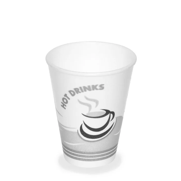 Główne zdjęcie produktu Termo-kelímek s potiskem "HOT DRINKS" 280 ml (0,25 l) [50 ks] - polystyrenový