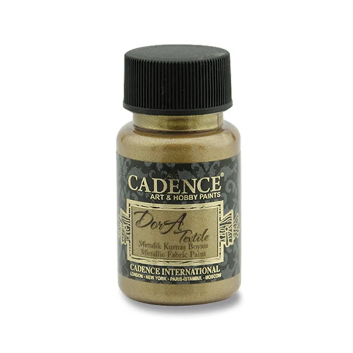 Główne zdjęcie produktu Textilní barva Cadence Dora Textile, met. antická zlatá, 50 ml