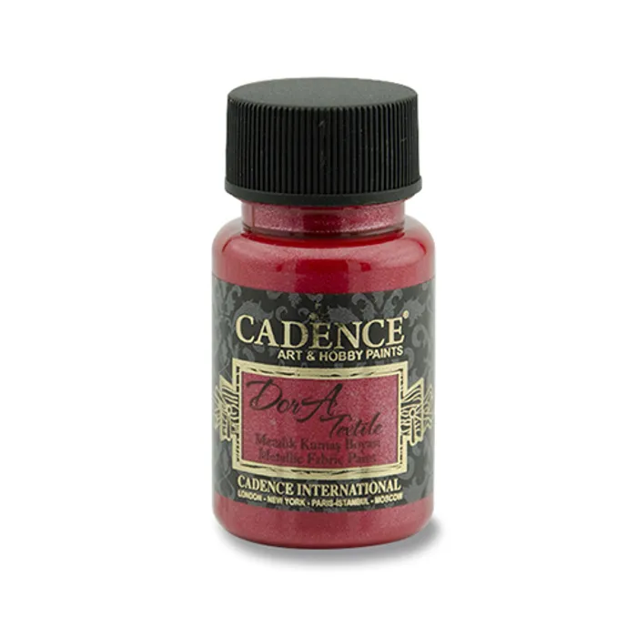 Główne zdjęcie produktu Textilní barva Cadence Dora Textile, met. červená, 50 ml