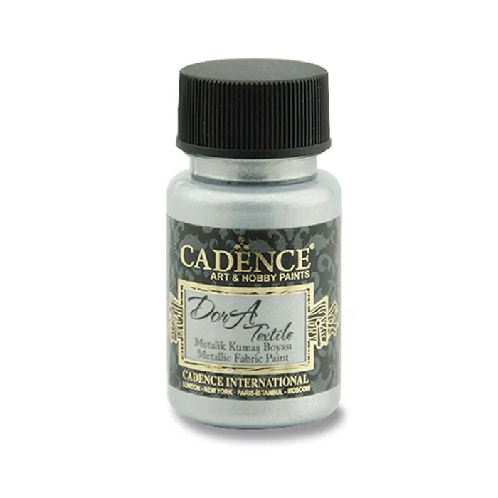 Główne zdjęcie produktu Textilní barva Cadence Dora Textile, met. stříbrná, 50 ml