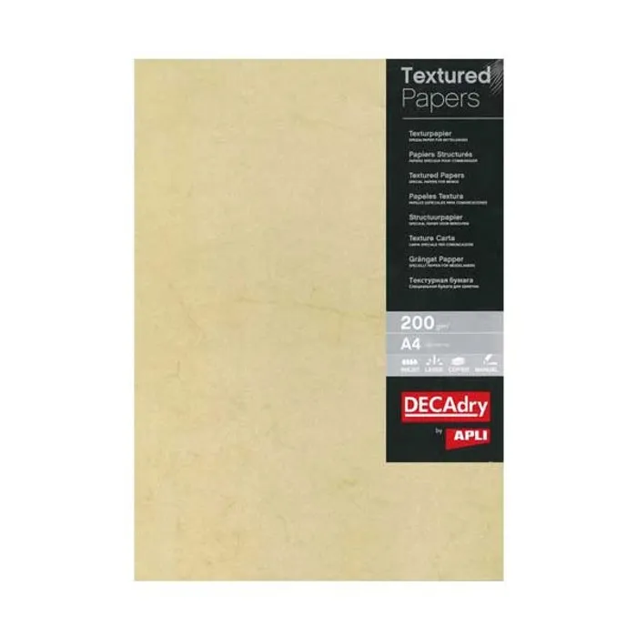 Główne zdjęcie produktu Texturovaný papír, havana, A4, 200g, APLI [10 listů]