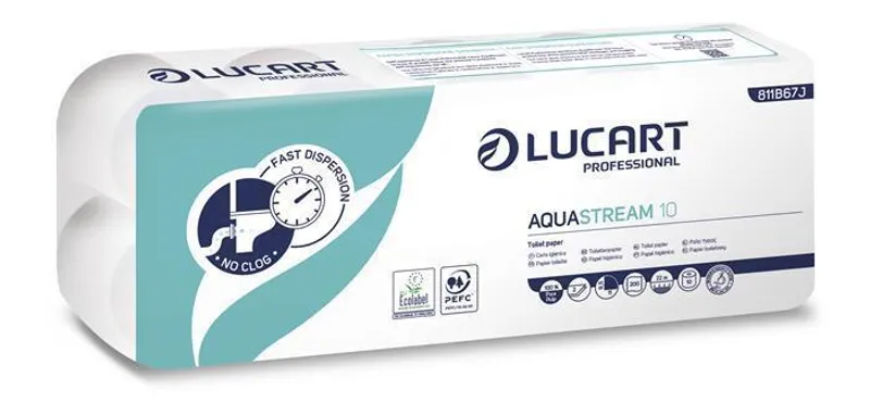Główne zdjęcie produktu Toaletní papír "Aquastream 10", bílá, 2-vrstvý, 22 m, LUCART [10 ks]