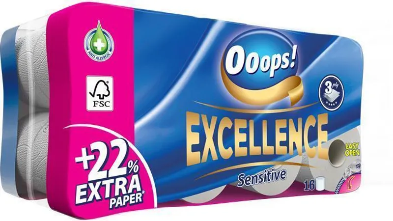 Główne zdjęcie produktu Toaletní papír "Ooops! Excellence" , 3vrstvý, 16 rolí