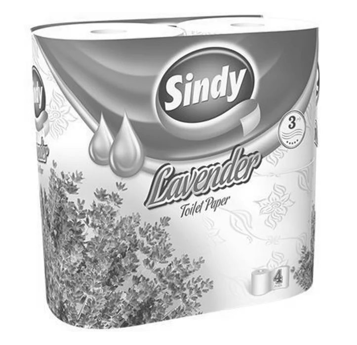 Główne zdjęcie produktu Toaletní papír "Sindy", levandule, 3 vrstvý, 4 role v balení