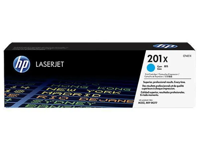 Główne zdjęcie produktu Toner HP 201X, do tiskárny Color LaserJet Pro M252, M277, azurová, 2,3k , HP