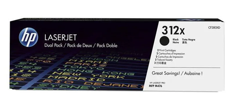 Główne zdjęcie produktu Toner HP 312X, do tiskárny LaserJet Pro M476, černá, dvojbalení, 2x4, 4k , HP