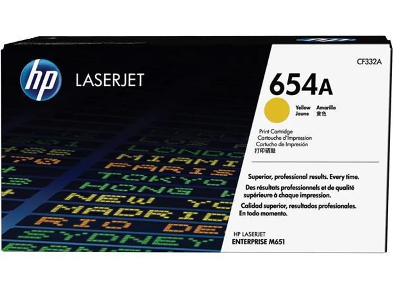 Główne zdjęcie produktu Toner HP 654A, do tiskárny Color LaserJet Enterprise M651, žlutá, 20k , HP