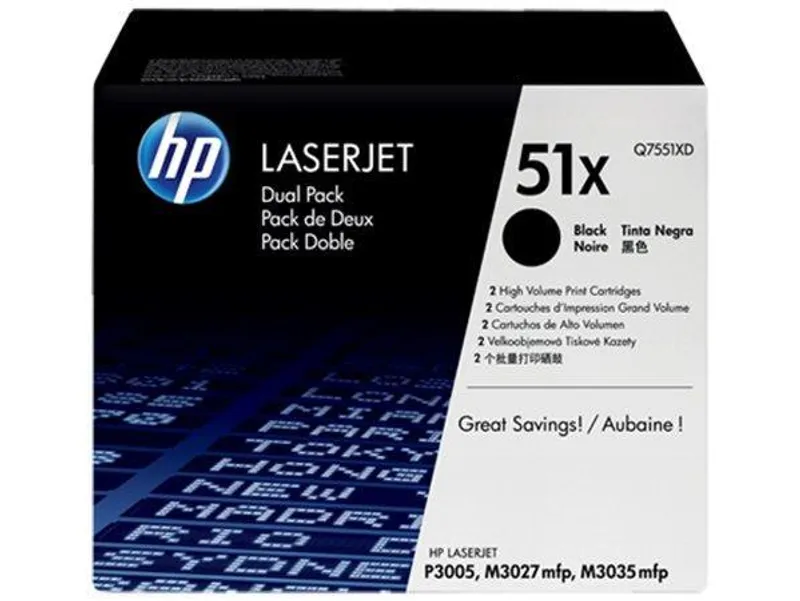 Główne zdjęcie produktu Toner pro "LaserJet P3005, M3027MFP" tiskárny, HP "Q7551XD" Černá, 2*13 tis.stran