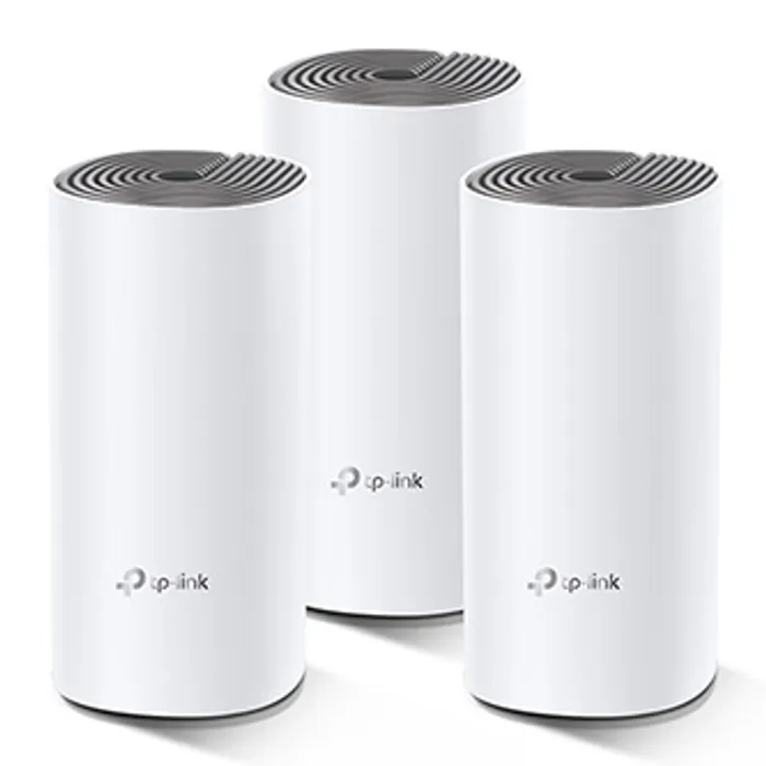 Główne zdjęcie produktu TP-LINK Wifi Mesh kit Deco E4(3-pack) 2.4GHz a 5GHz, přístupový bod, IPv6, 1200Mbps, inte