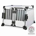 Następne zdjęcie produktu Podwójna klatka transportowa, rama aluminiowa, panele stałe 95x69x88 cm