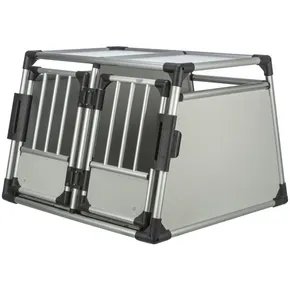 Podwójna klatka transportowa, rama aluminiowa, panele stałe 95x69x88 cm