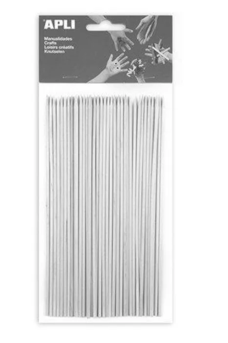 Główne zdjęcie produktu Tyčky, dřevěné, 200x3mm, špičaté konce, přírodní, APLI