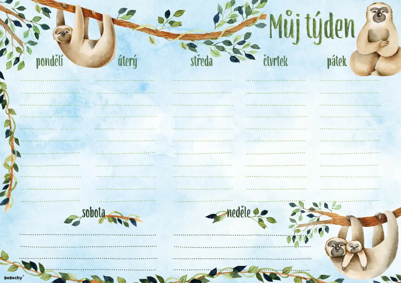 Główne zdjęcie produktu Týdenní plánovač A4 - Lenochod