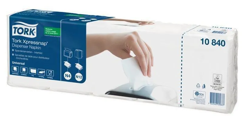 Główne zdjęcie produktu Ubrousky do zásobníku Tork 10840 Xpressnap N4 1vr bílé 21,3×33 cm [9000 ks]