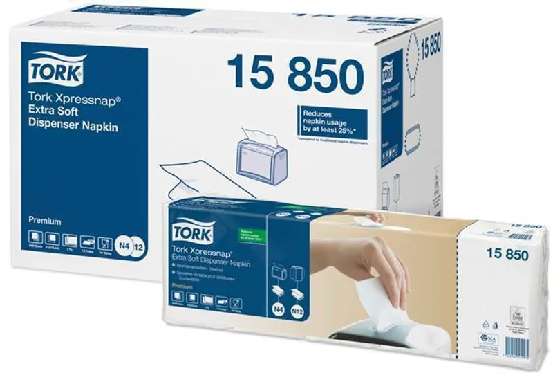 Główne zdjęcie produktu Ubrousky do zásobníku Tork 15850 Xpressnap N4 2vr bílé 21,3×16,5 cm [8000 ks]