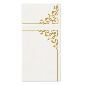 Torba na sztućce PAW AIRLAID 40x40 cm Elegancka Ramka Złota, [25 szt.]