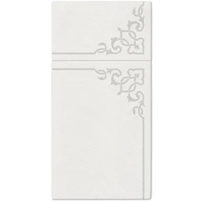 Torba na sztućce PAW AIRLAID 40x40 cm Elegancka Ramka Srebrna, [25 szt.]