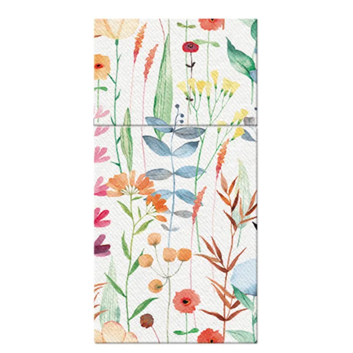 Główne zdjęcie produktu Sáčky na příbory PAW AIRLAID 40x40 cm Watercolor Flowers, 25 ks/bal