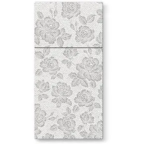 Serwetki PAW AIRLAID 40x40cm Subtelne róże srebrne [25 szt.]