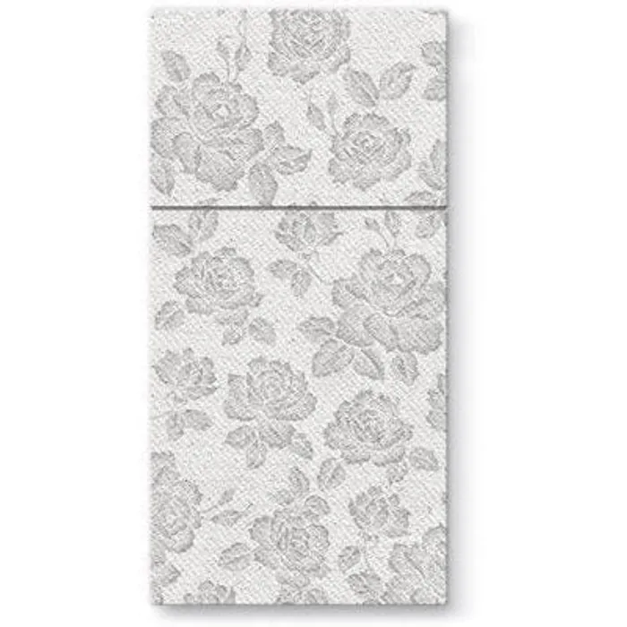 Główne zdjęcie produktu Ubrousky na příbory PAW AIRLAID 40x40cm Subtle Roses Silver [25 ks]