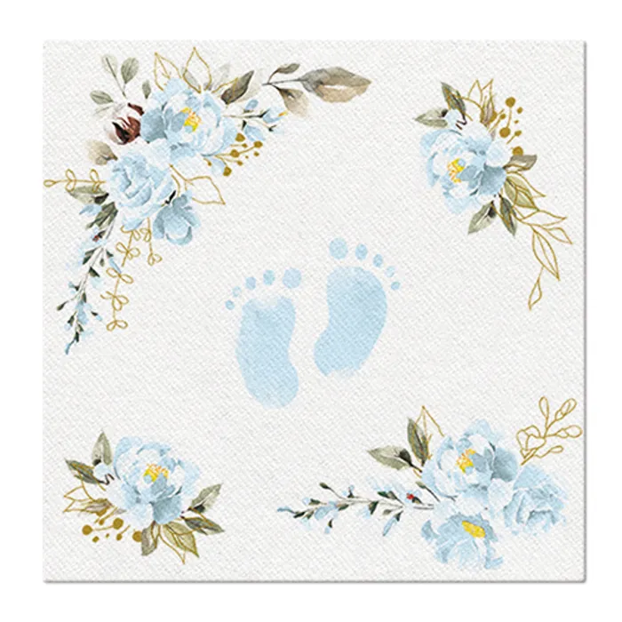 Główne zdjęcie produktu Ubrousky PAW AIRLAID 40x40 cm Baby Feet light blue [50 ks]