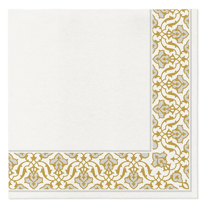 Główne zdjęcie produktu Ubrousky PAW AIRLAID 40x40 cm - Floral Frame Silver [50 ks]