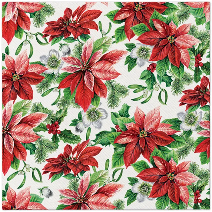 Główne zdjęcie produktu Ubrousky PAW AIRLAID 40x40 cm Glory Poinsettia [50 ks]