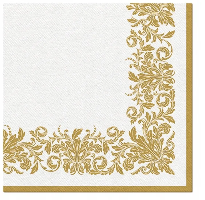 Główne zdjęcie produktu Ubrousky PAW AIRLAID 40x40 cm - Golden Ornament [50 ks]