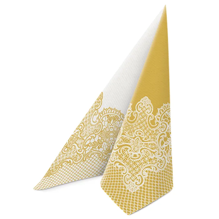 Główne zdjęcie produktu Ubrousky PAW AIRLAID 40x40 cm Reverse ROAYL LACE gold-white [50 ks]