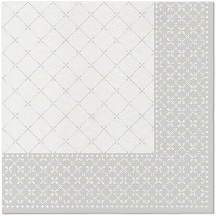 Główne zdjęcie produktu Ubrousky PAW AIRLAID 40x40 cm Subtle Grid (silver) [50 ks]