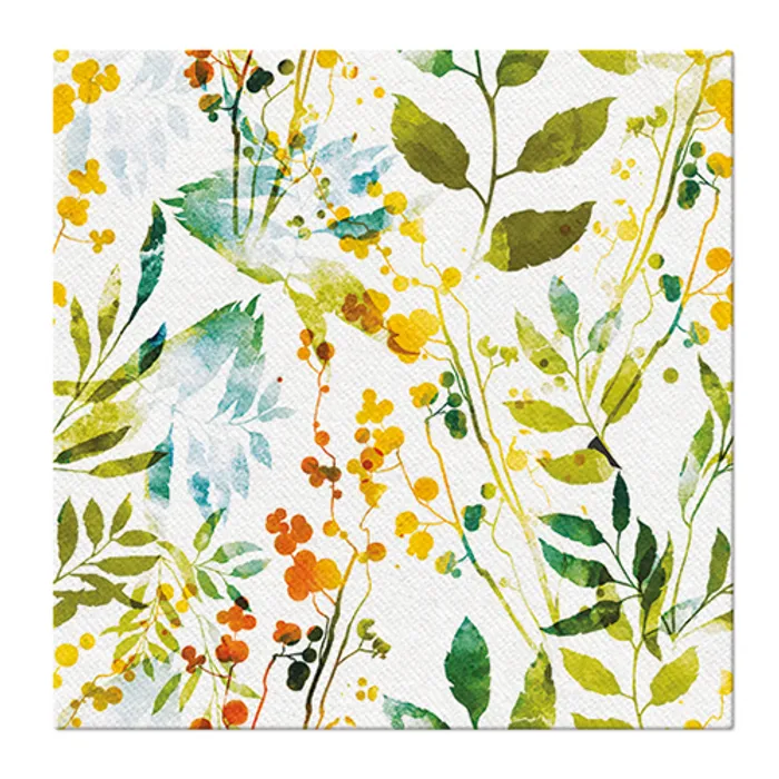 Główne zdjęcie produktu Ubrousky PAW AIRLAID 40x40 cm Watercolor leaves [50 ks]