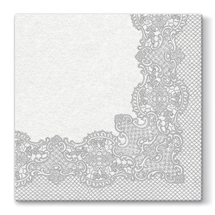Główne zdjęcie produktu Ubrousky PAW AIRLAID L 40x40cm Royal Lace Silver [50 ks]