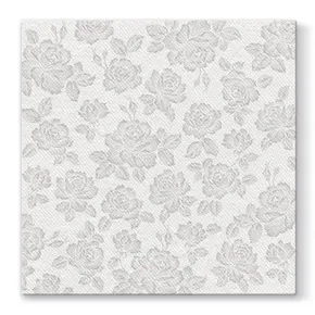 Serwetki PAW AIRLAID L 40 × 40 cm Subtle Roses Silver [50 szt.]
