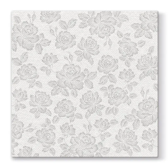 Główne zdjęcie produktu Ubrousky PAW AIRLAID L 40x40cm Subtle Roses Silver [50 ks]