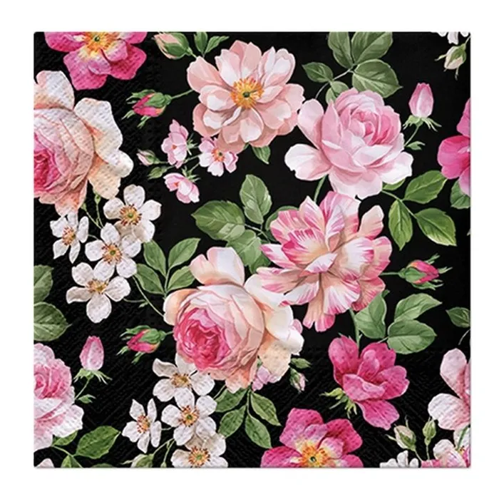 Główne zdjęcie produktu Ubrousky PAW L 33x33cm 3 vrst. Roses Glory black [20 ks]
