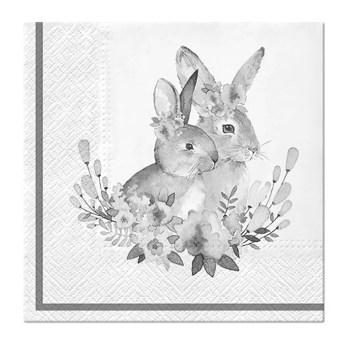 Główne zdjęcie produktu Ubrousky PAW L 33x33cm Bunnies with Wreaths