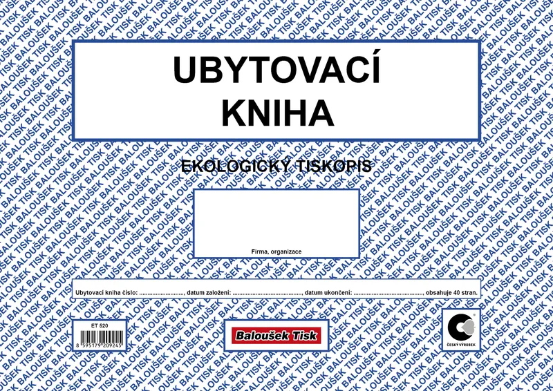 Główne zdjęcie produktu Ubytovací kniha ET520