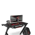 ULTRADESK Biurko dla gracza ACTION V2, 110x59 cm, 75 cm, z podkładką pod mysz XXL, uchwyt na słuchawki i napój