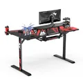 ULTRADESK Biurko dla gracza ATOMIC, 139x74cm, 76cm, z podwyższeniem na monitor, z podkładką XXL na cały pulpit