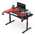 ULTRADESK Biurko dla gracza ATOMIC, 139x74cm, 76cm, z podwyższeniem na monitor, z podkładką XXL na cały pulpit